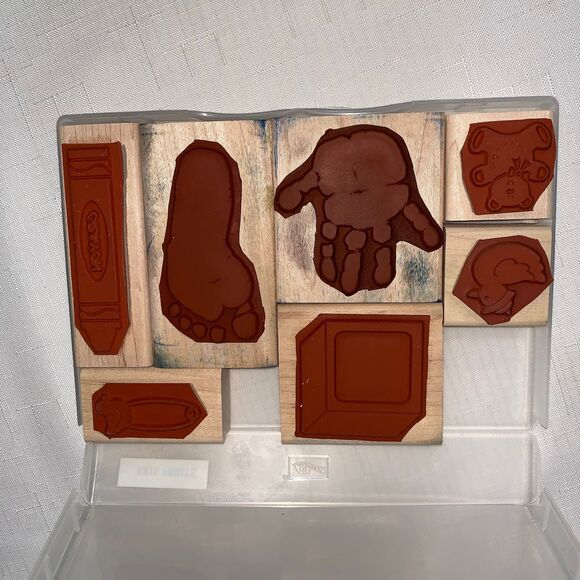 Stampin Up Set Baby Hand Foot Rare discontinued Bear Duck Card Craft Scrapbook - Picture 4 of 6